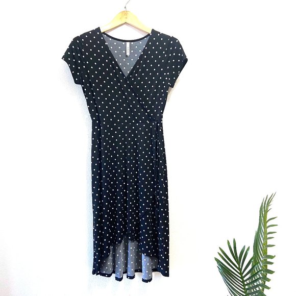 Unique Vintage Dresses & Skirts - Unique Vintage Maxi Wrap Polka Dot Cocktail Dress